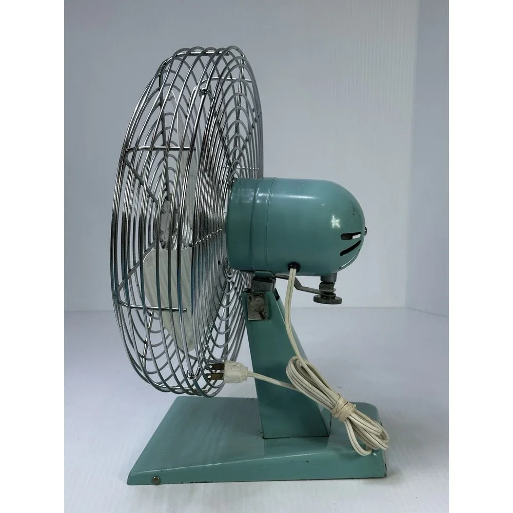 Vintage Superior Electric Model No 1000 Teal Table Fan Base No 1047white Blades